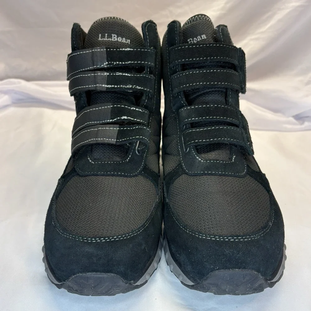 LL Bean Men's Snow Sneakers TEK 2.5 Waterproof Black Suede Hook & Loop Mid 13 M